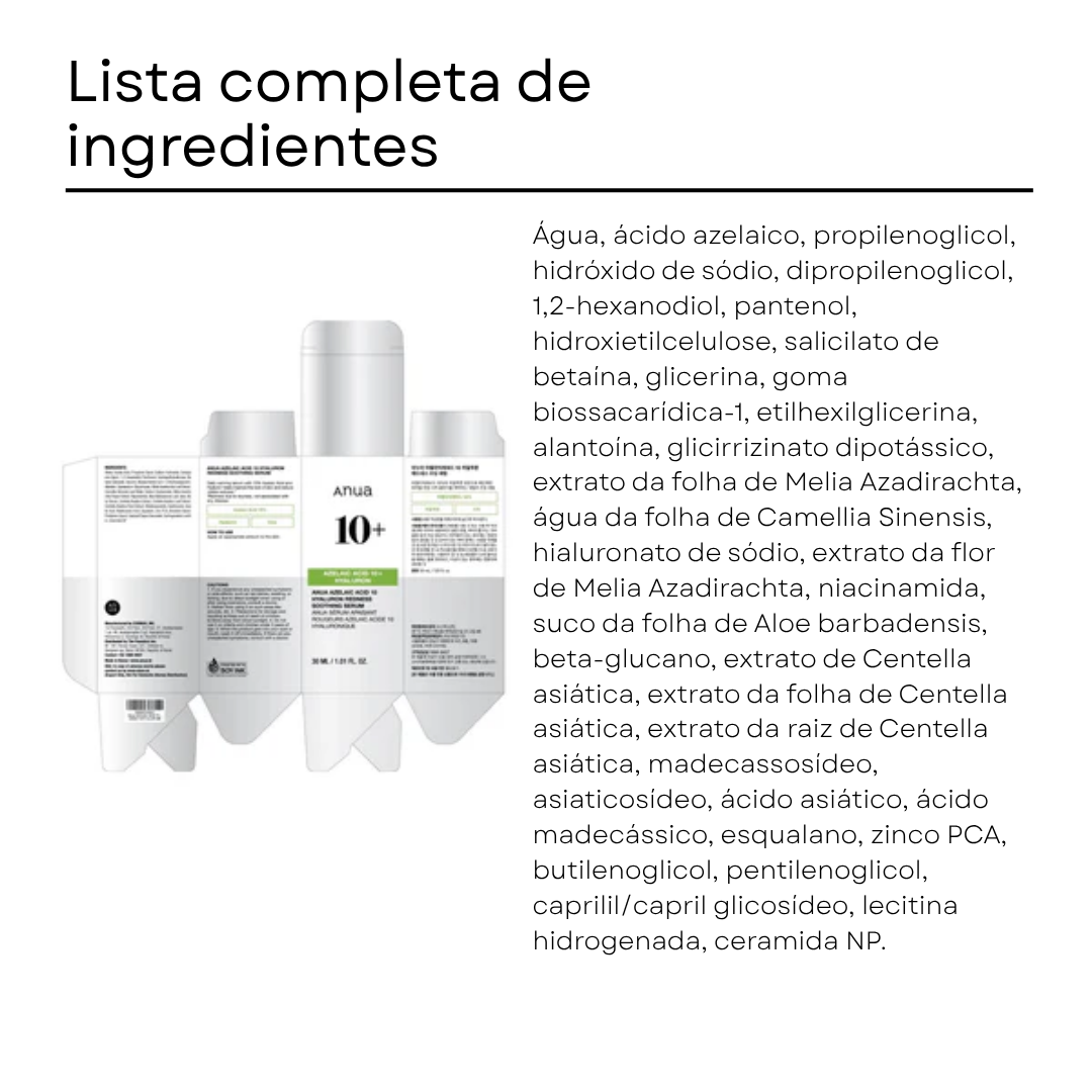 Sérum Anua Calmante com Ácido Azelaico 10% e Ácido Hialurônico