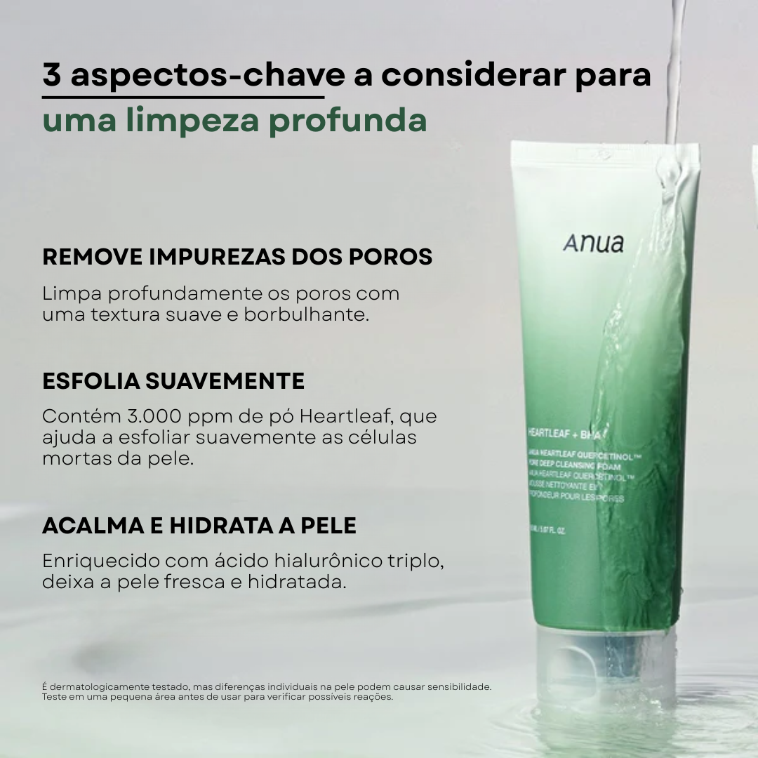 Anua Espuma de Limpeza Profunda para Poros Heartleaf Quercetinol