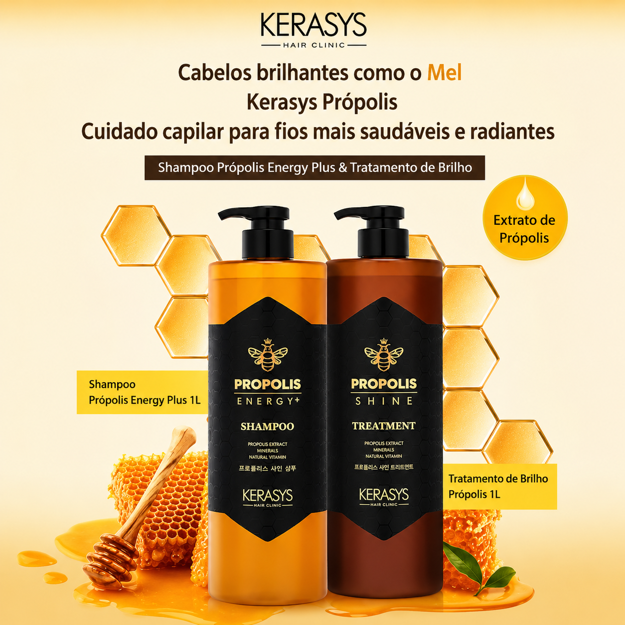 Máscara de Tratamento Kerasys Hair Clinic Propolis Shine Treatment