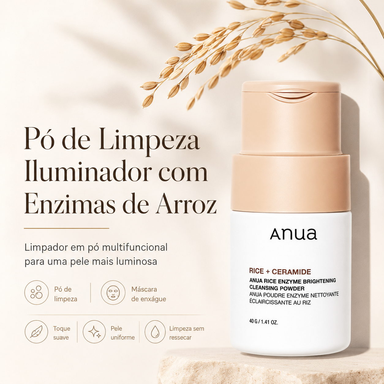 Pó de Limpeza Iluminador Anua Rice Enzyme Brightening