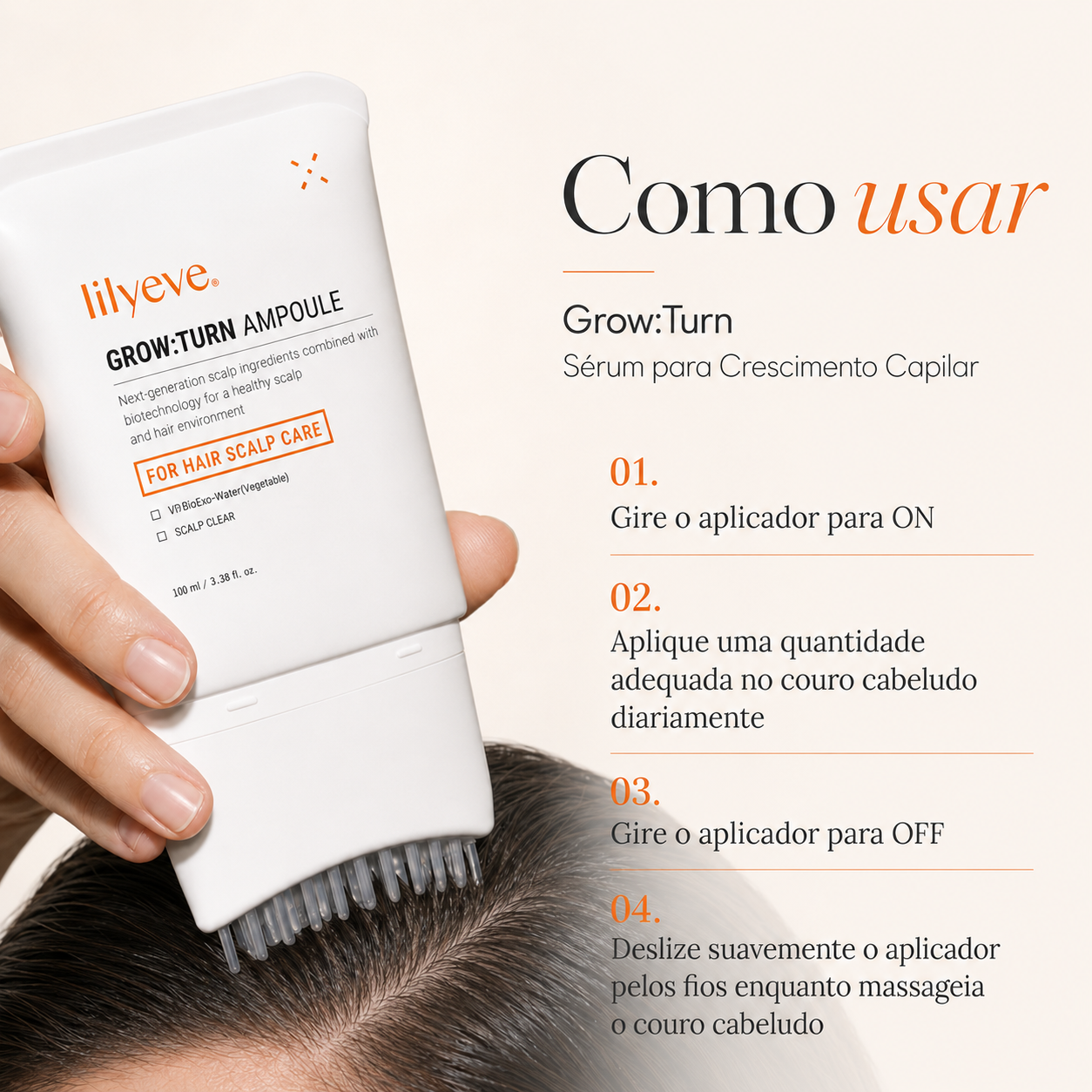 Sérum Capilar Antiqueda Lilyeve Growturn com Aplicador 38 Pontas