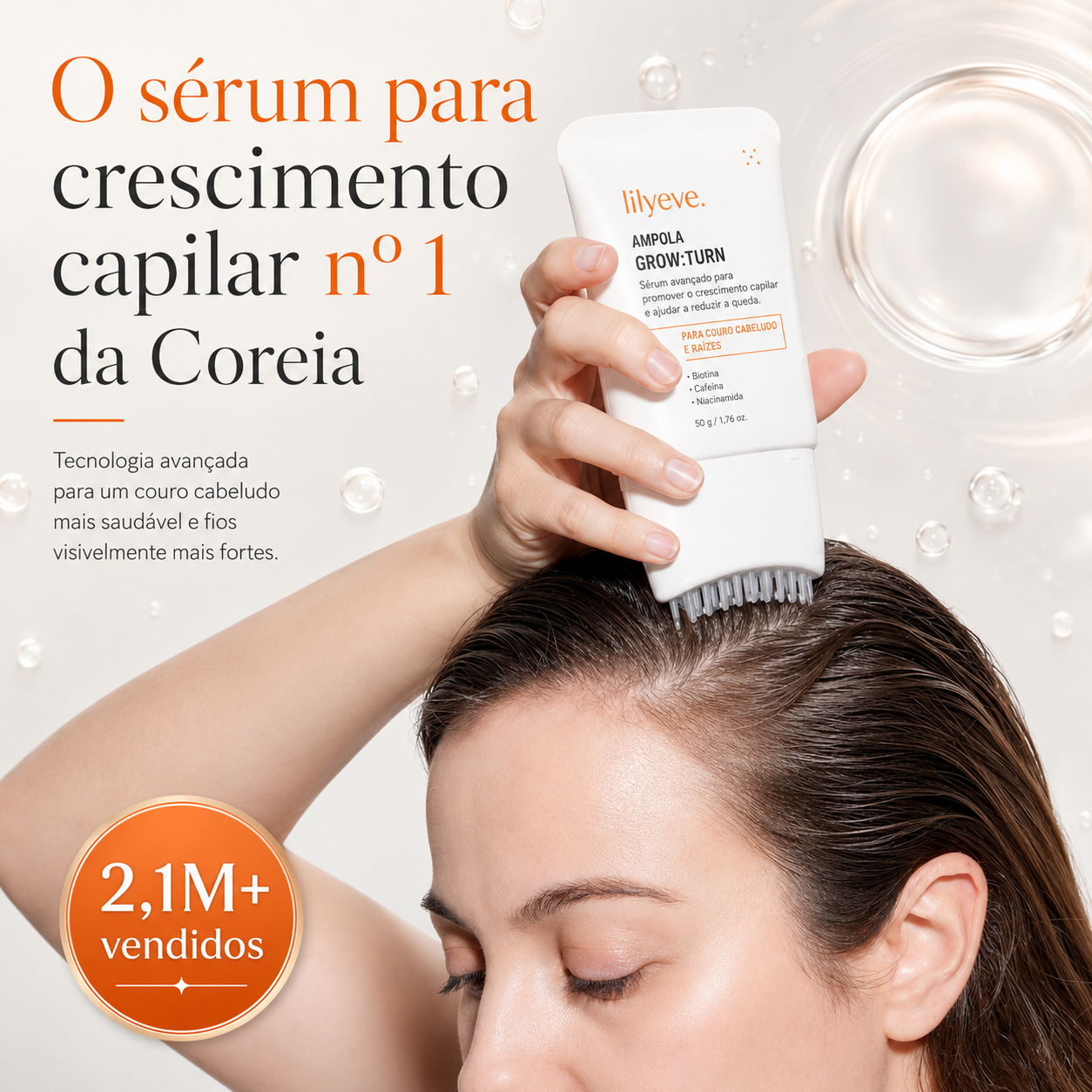 Sérum Capilar Antiqueda Lilyeve Growturn com Aplicador 38 Pontas